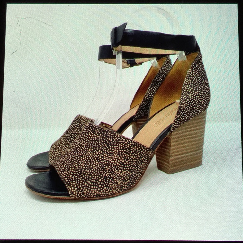 Madewell ankle strap pony hair peep toe …